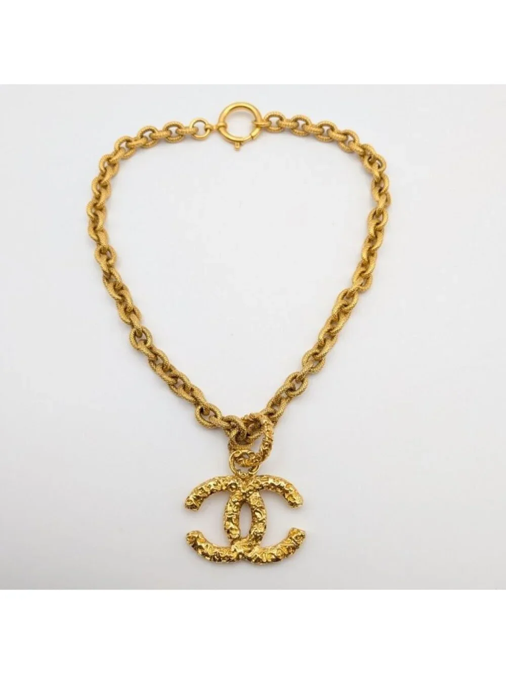 Chanel Pendant CC Logo Lava Gold Chain Vintage